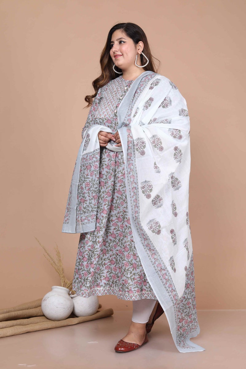 Miravan Floral Anarkali Kurta & Dupatta Set for Women - Image 3